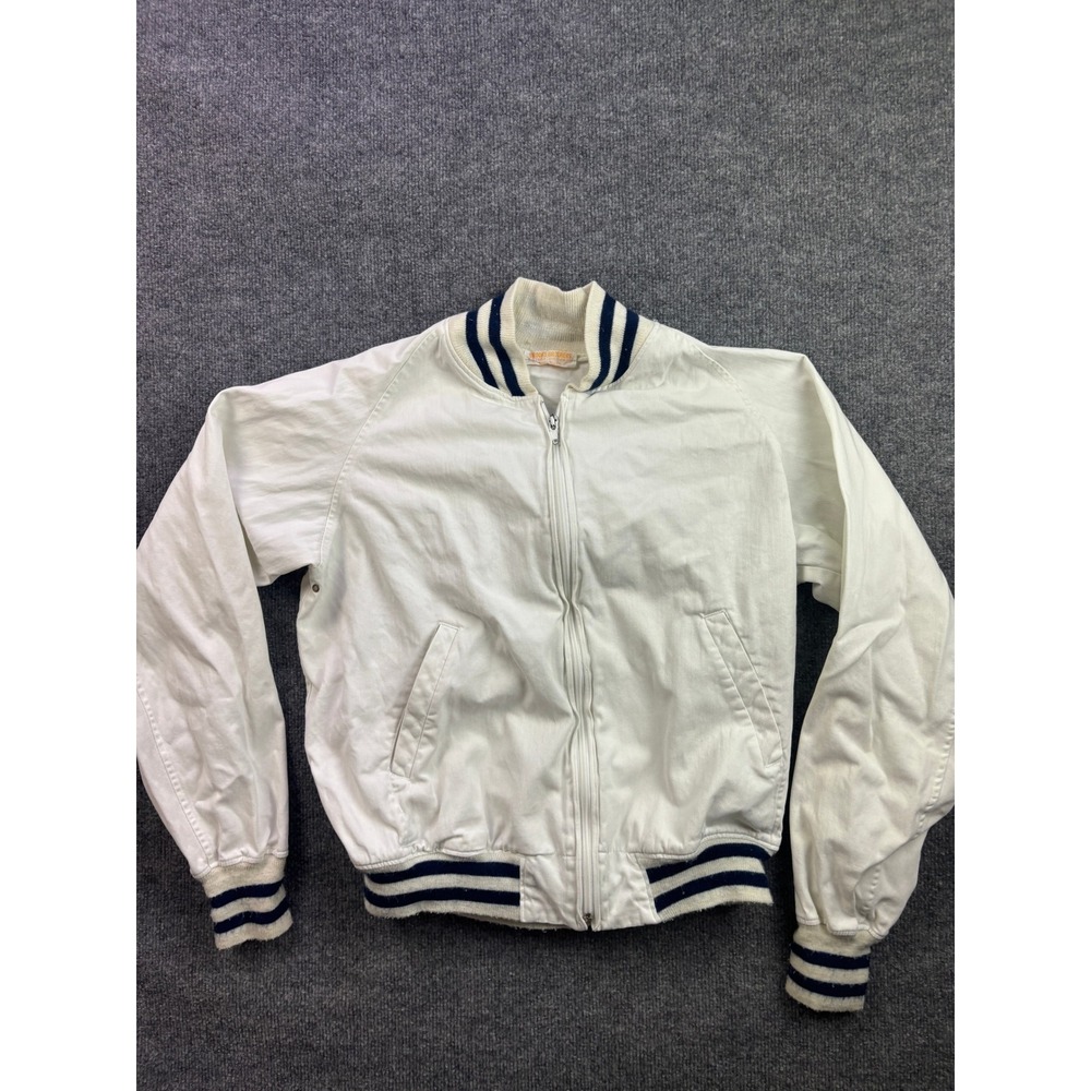 Vintage Brooks Brothers Bomber Jacket Mens M White Zip Varsity Made in USA